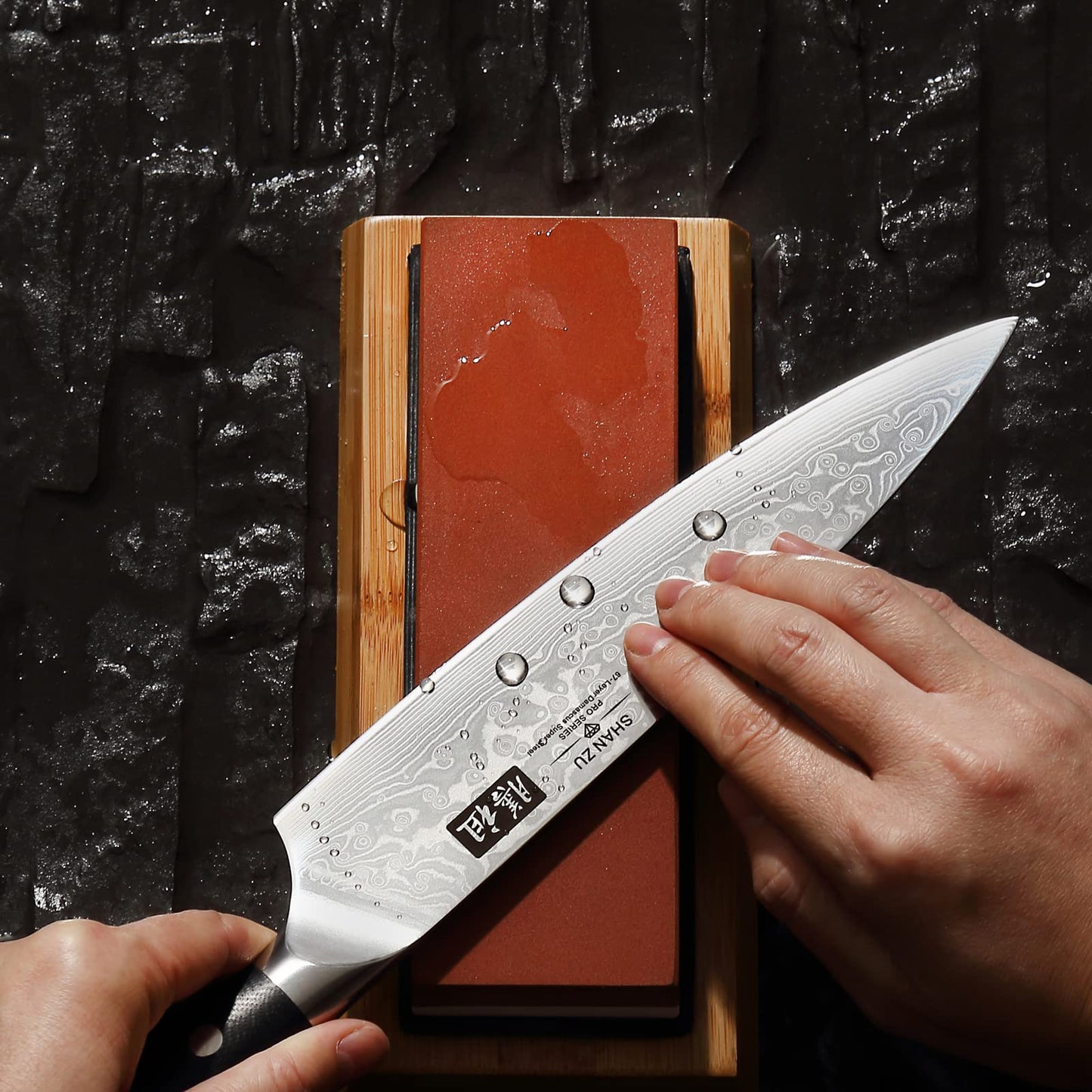 SHAN ZU Sharpening Stone Sharpening Stone Whetstone for Professional 2-in-1 Dual-Sided Knife Sharpener, Grit 1000/6000 with Non-Slip Silicone Holder for Kitchen Knives