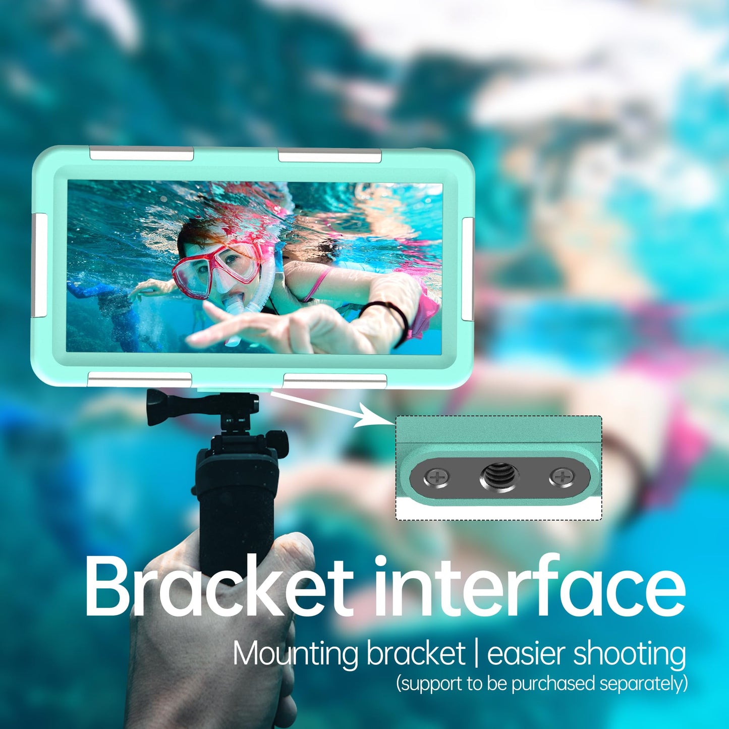 IPX8 waterproof diving phone case for swimming. Universal underwater cover for iPhone 16 15 13 11 Samsung S25 S23 S21 Ultra Huawei Google OnePlus Xiaomi LG (2nd Gen Blue White).