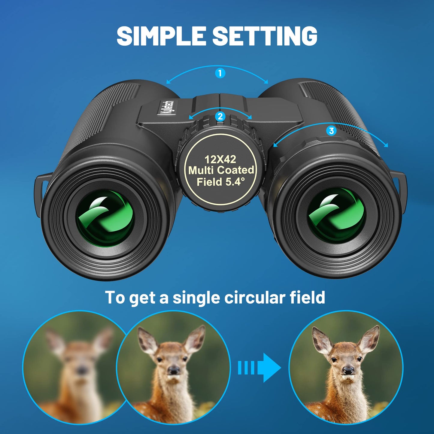 Adult binoculars, Kylietech 12x42 binoculars with tripod, Waterproof bird-watching binoculars with BaK-4 prisms, FMC lens, phone adapter for photography, star gazing.