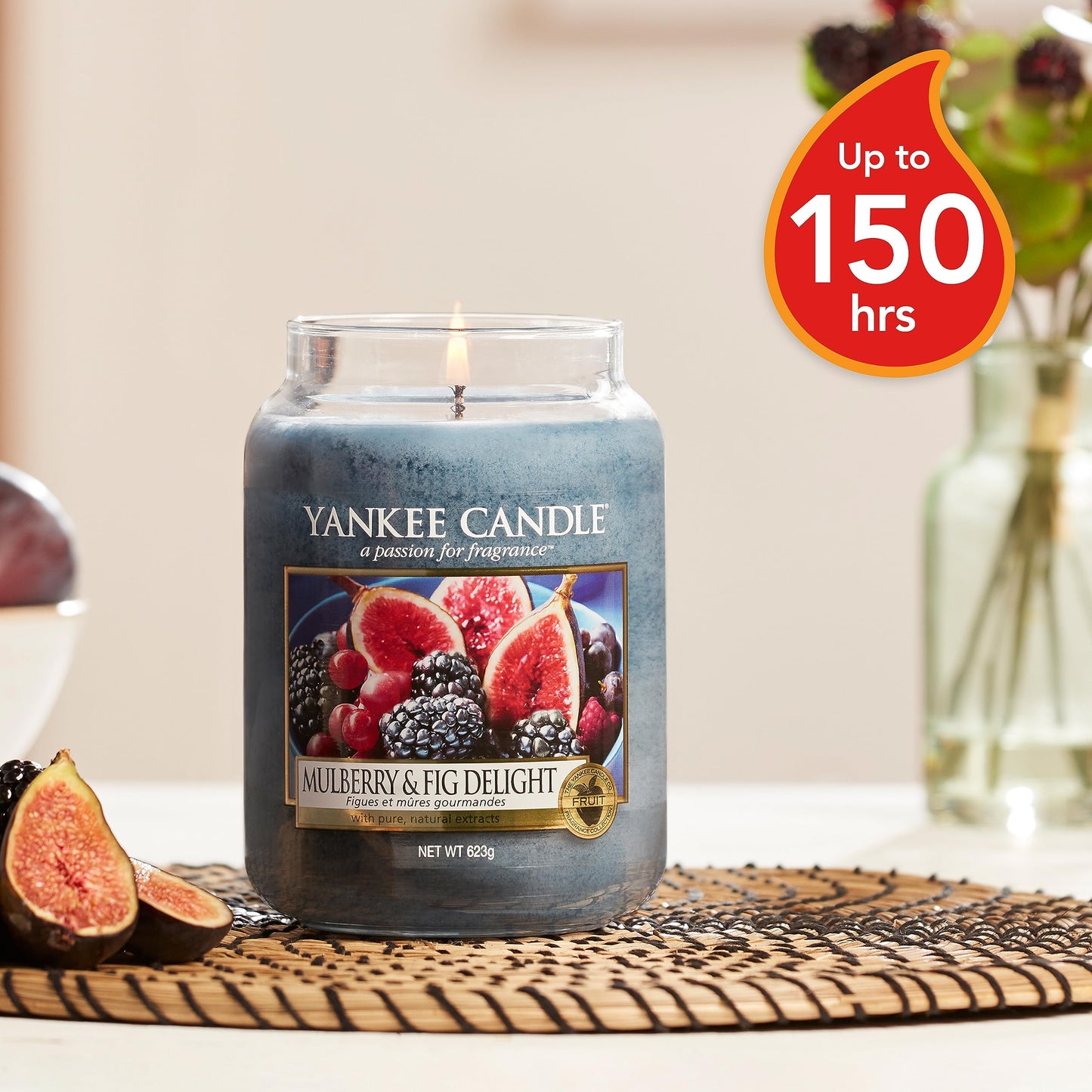 Yankee Candle large jar candle | Mulberry & Fig Delight scent | Long-lasting burn time up to 150 hours | Perfect for Mother's Day | Gifts for women