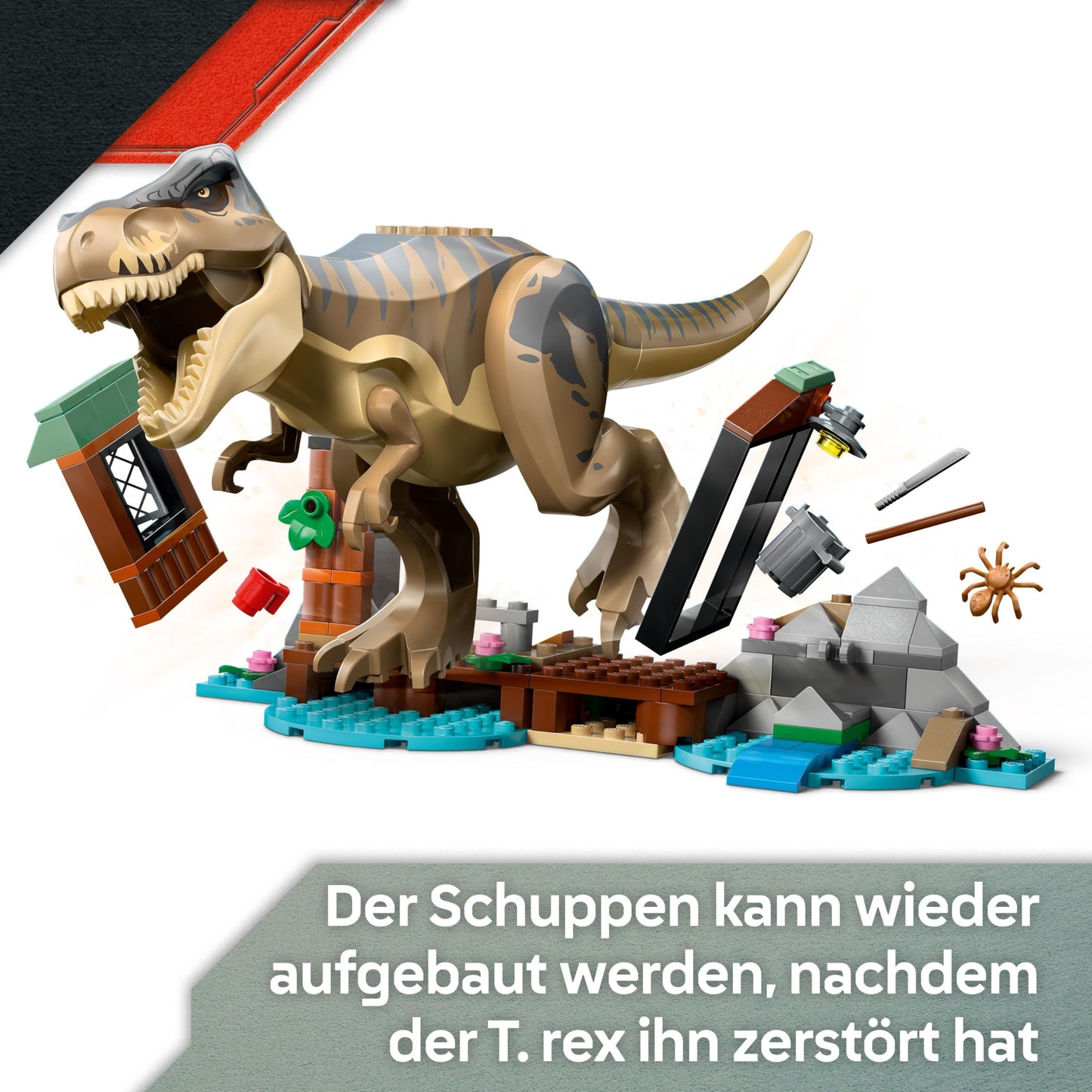 LEGO Jurassic World Escape from the T.Rex - Interactive toy with dinosaur figure, boat, ATV, and 2 minifigures - Gift for boys and girls aged 5 and up - 76975