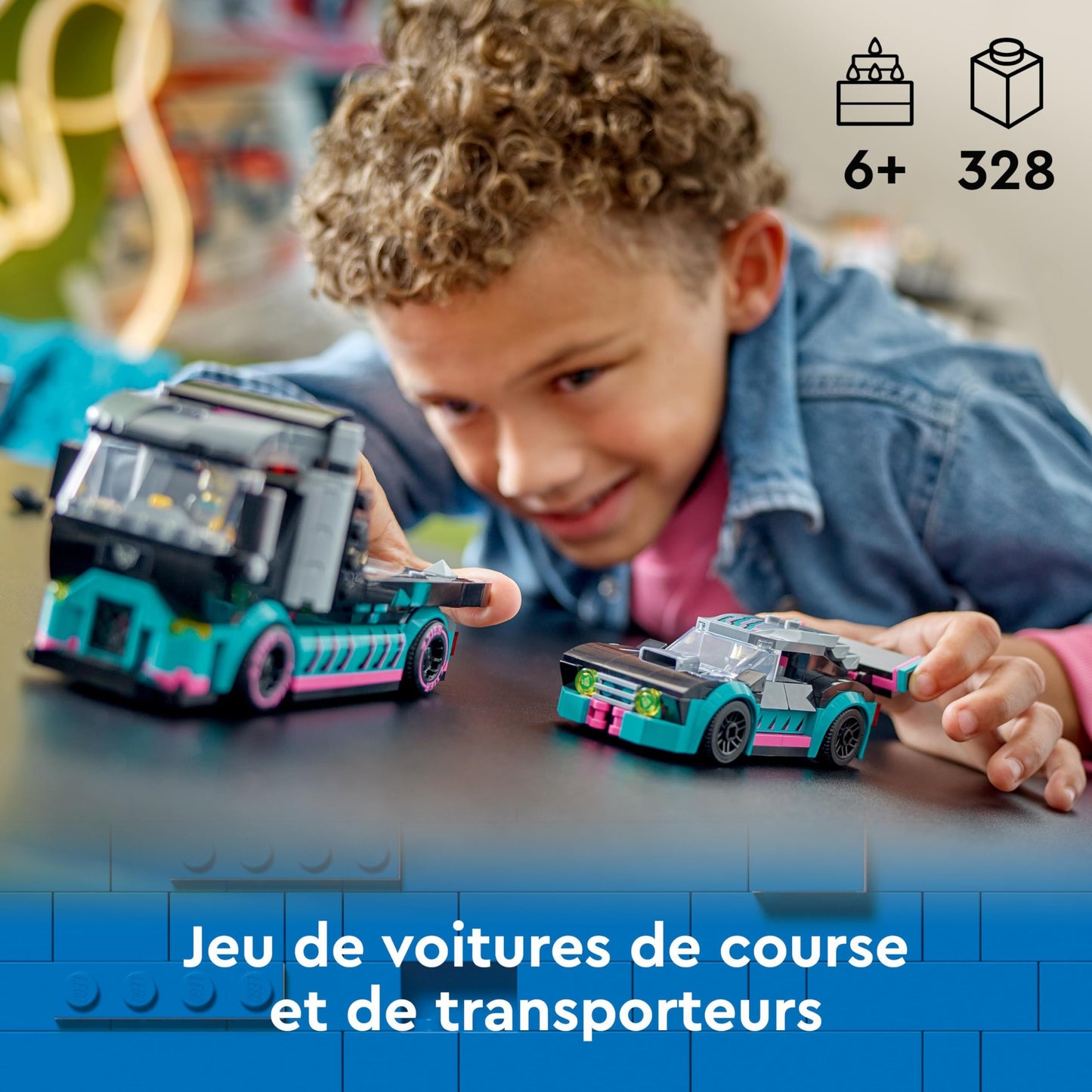 LEGO City Car Transporter with Racing Car, Truck Toy with Adjustable Ramp and Racing Car & Creator 3in1 Low Loader with Helicopter, Vehicle Set with Helicopter and Truck Toys