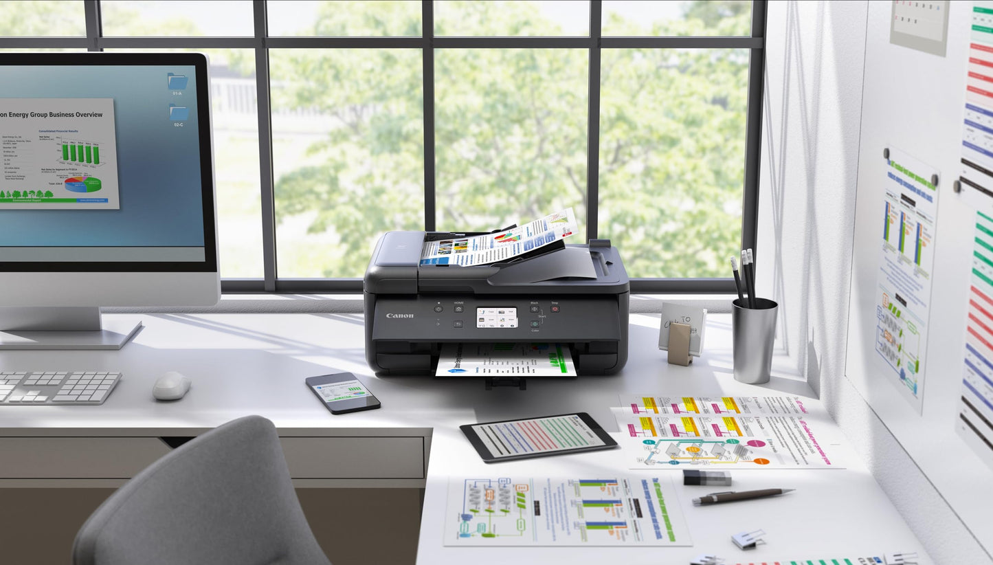 Canon PIXMA TR7650 All-in-One Printer A4 - Color inkjet printer black 4 in 1 (scanner, copier, wireless printer, fax, cloud link, ADF, WLAN, LCD, 4800 x 1200 DPI, AirPrint & Mopria)