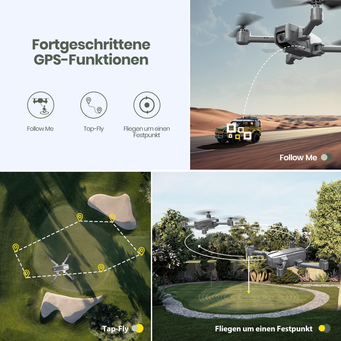 Holy Stone HS440D GPS drone with 4K camera for beginners, 1 battery for 20 min flight time, Follow Me, Auto Return, 5G FPV transmission, RC foldable drone set under 249g professional for adults.