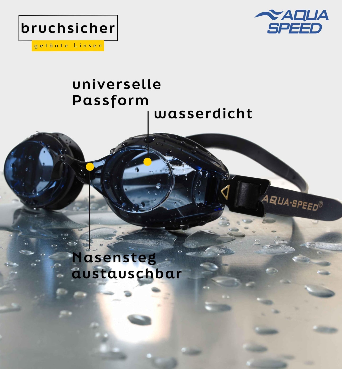 Aqua Speed Lumina swimming goggles with optical lenses -4.0 for adults teenagers | Swim Goggles Anti-Fog | UV Swimming Goggles | Competition | Swim Goggles Swim Training - Black - Tinted