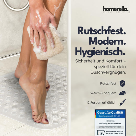 homerella© Non-Slip Shower Mat 53x53cm, INCLUDES HOOK, Anti-Slip Shower Mat, mold-resistant & washable, Shower Tray Insert, Shower Mat, Shower Mat, Non-Slip Bath Mat