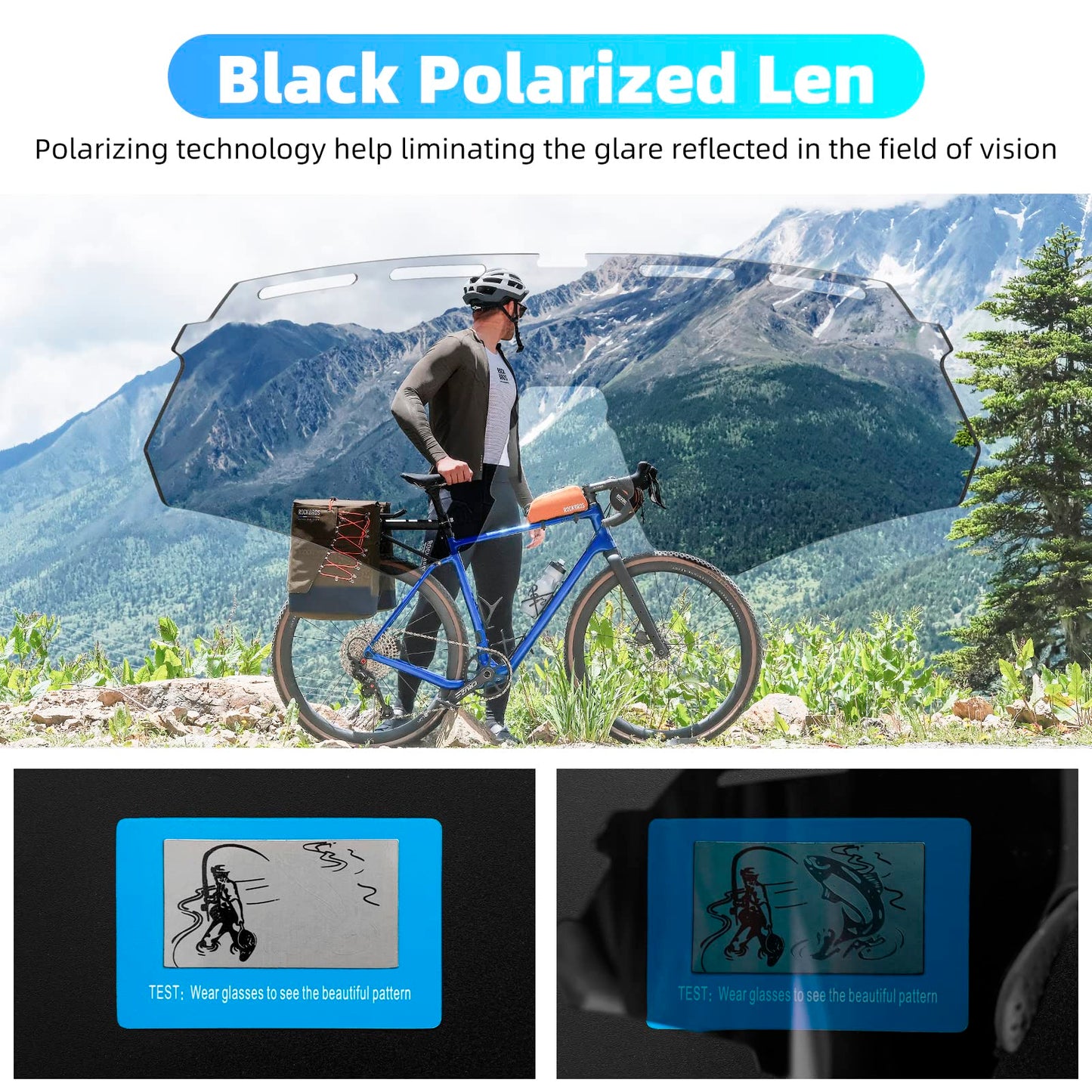 ROCKBROS Polarized Cycling Glasses with 4 Interchangeable Lenses Sunglasses Sports Glasses for Men and Women