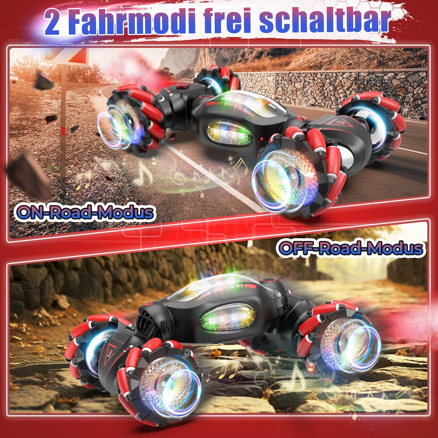 Fosgoit Remote Control Car Toy Christmas Gift Boys Children 6 7 8 9 10 Years 1:18 Remote Control Car with Hand Control Remote Sprayer LED Light Stunt 2.4Ghz 4WD RC Drift Car