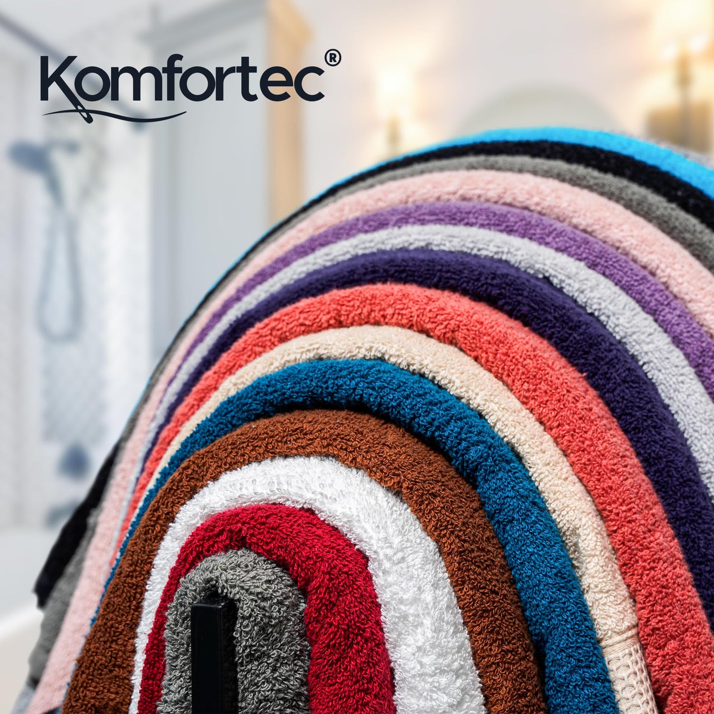 Comfortec 2-piece set bath towels, 70x140cm size, double pack, 100% cotton, towels, terry cloth, soft, absorbent, turquoise.