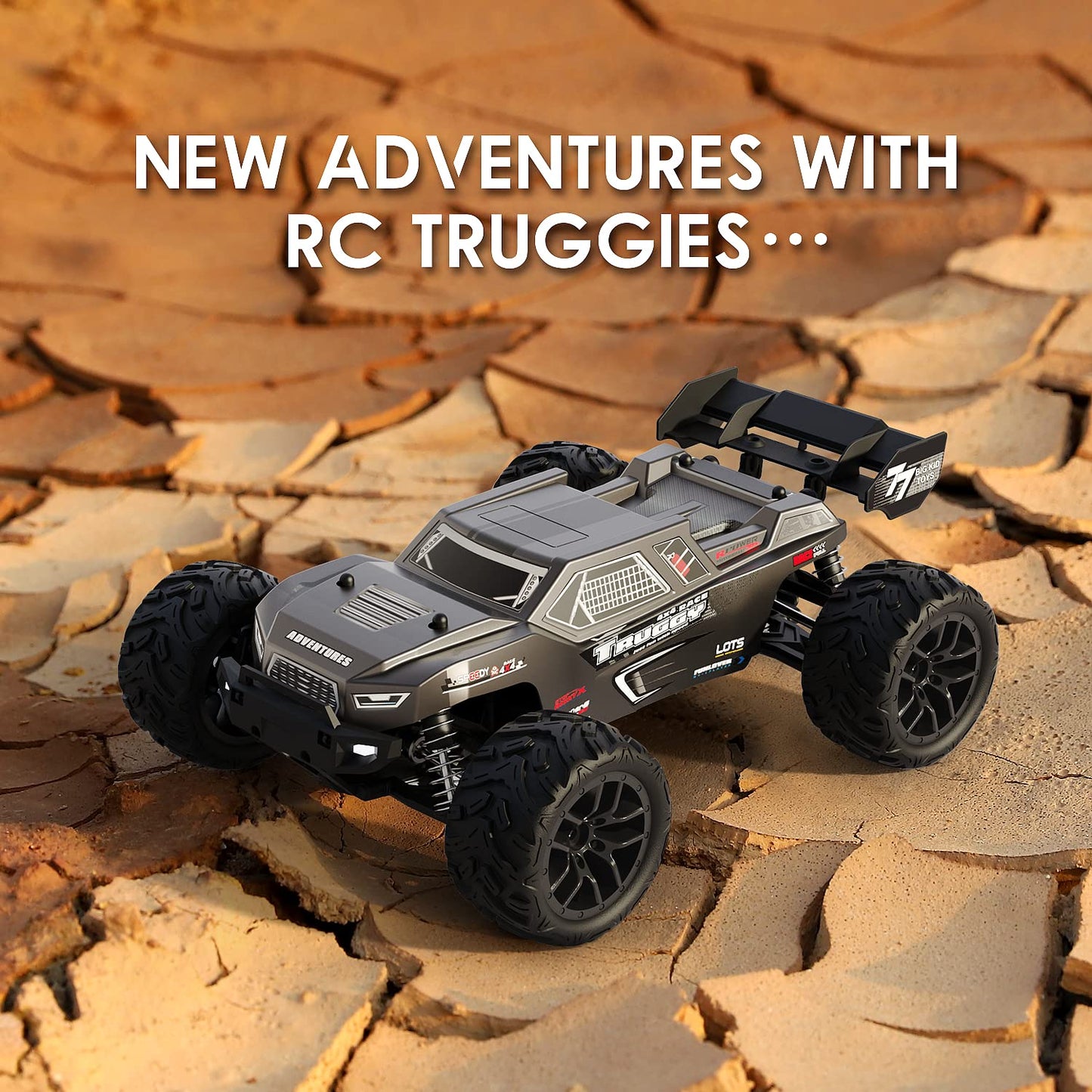 HAIBOXING Remote Control Car, 1:18 RC Cars 36 km/h Hobby RC Car with Lights, 2.4 GHz Waterproof 4WD Off-Road Outdoor Indoor Vehicle, 2 Battery Long Running Time (18868)