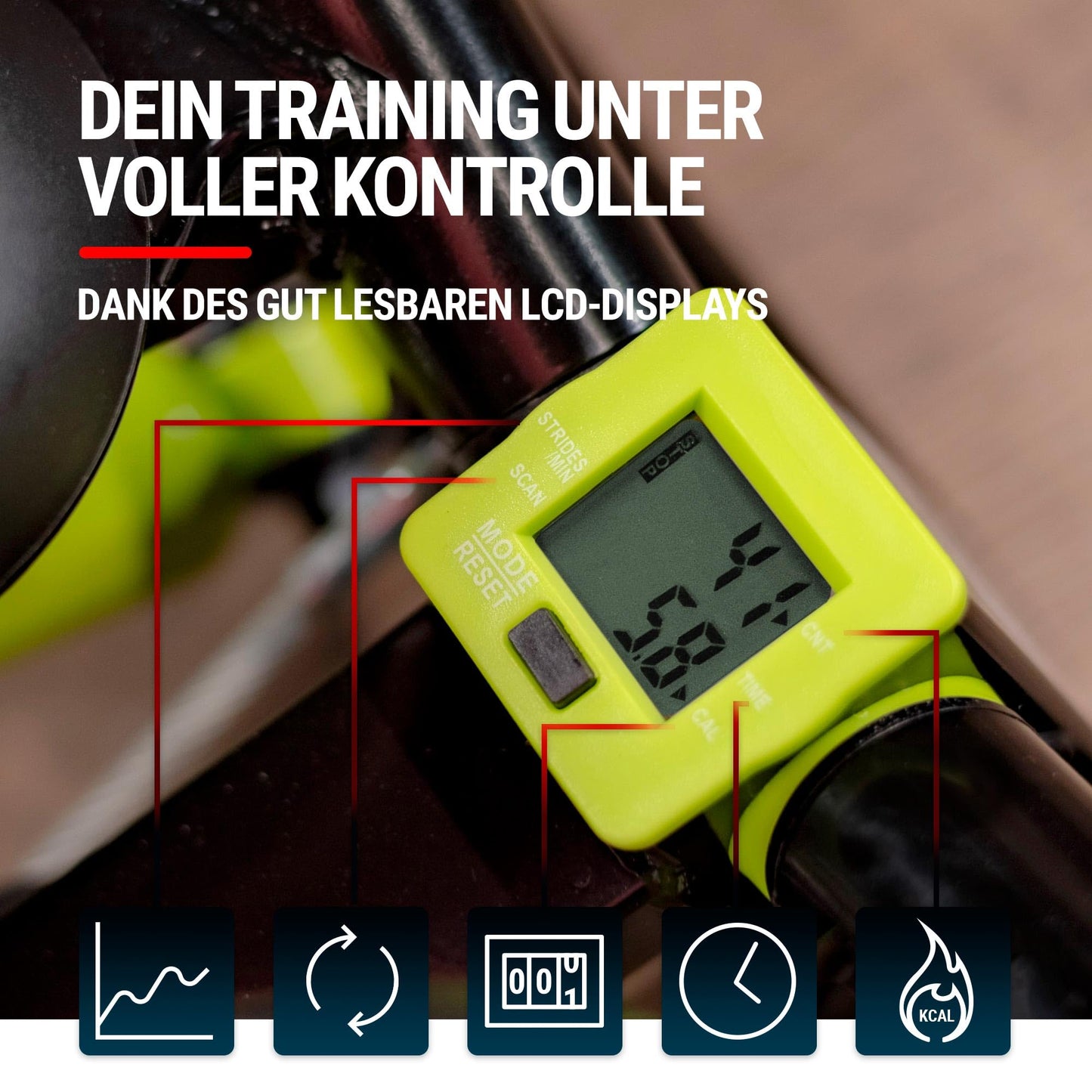Hop-Sport Stepper Lime Green with handles - Nordic Walking and Swing Stepper for home, Adjustable stepping surfaces, Detachable expanders, Cardio fitness device for home.