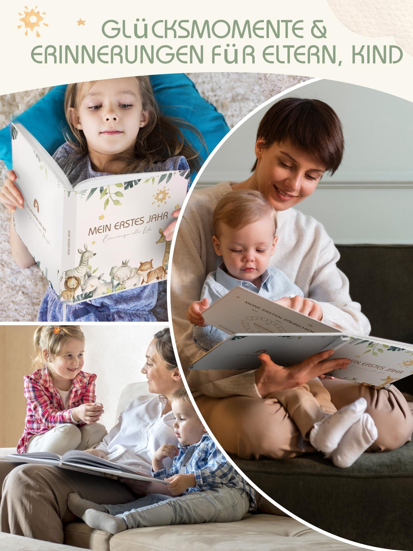 My First Year Baby Album, High-Quality Baby Journal Memory Book for the First Year, Photo Book Baby Gift Gifts for Birth Girl & Boy & expectant Mothers Hardcover Forest Animals