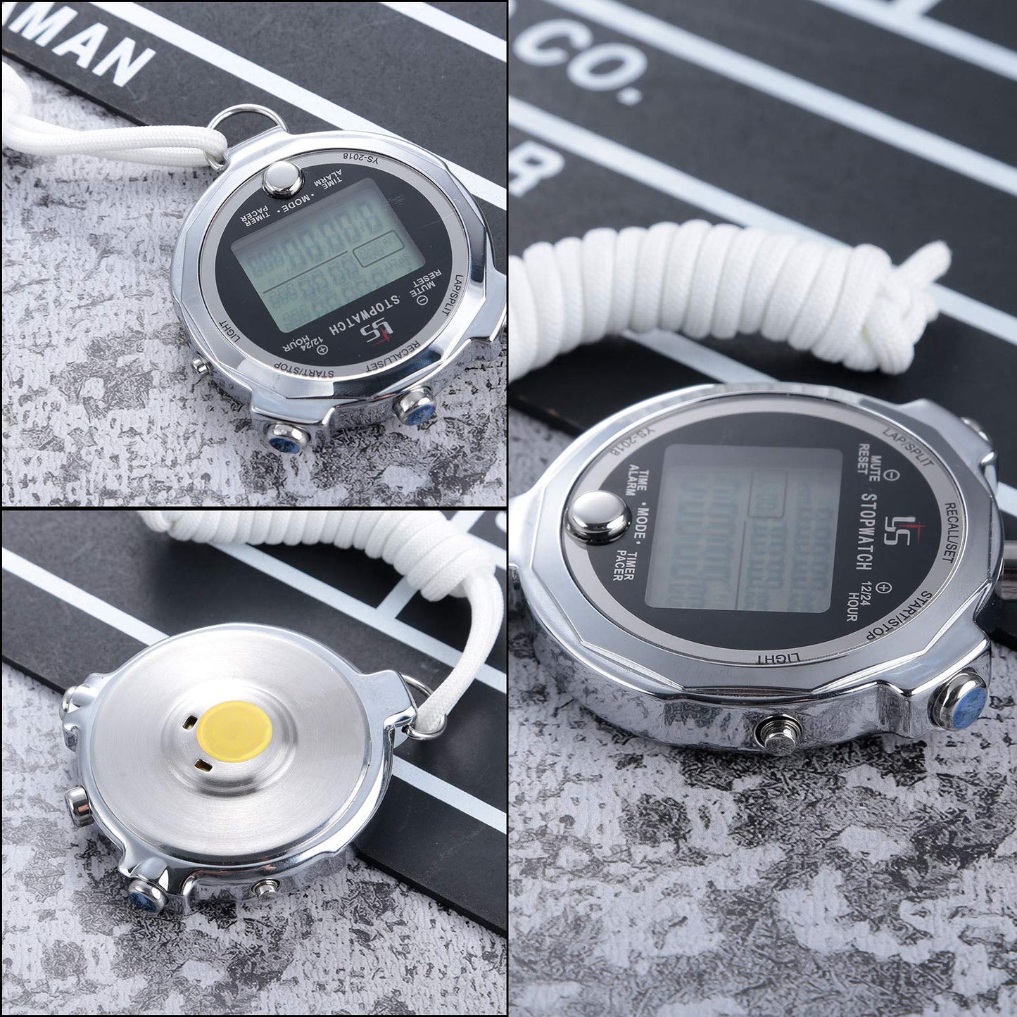LAOPAO Stopwatch, 1/1000 Second Precision 100 Lap Memory Data LCD Electronic Digital Chronograph Timer with Light Function & Silent Function for Football Sports Referee Trainer