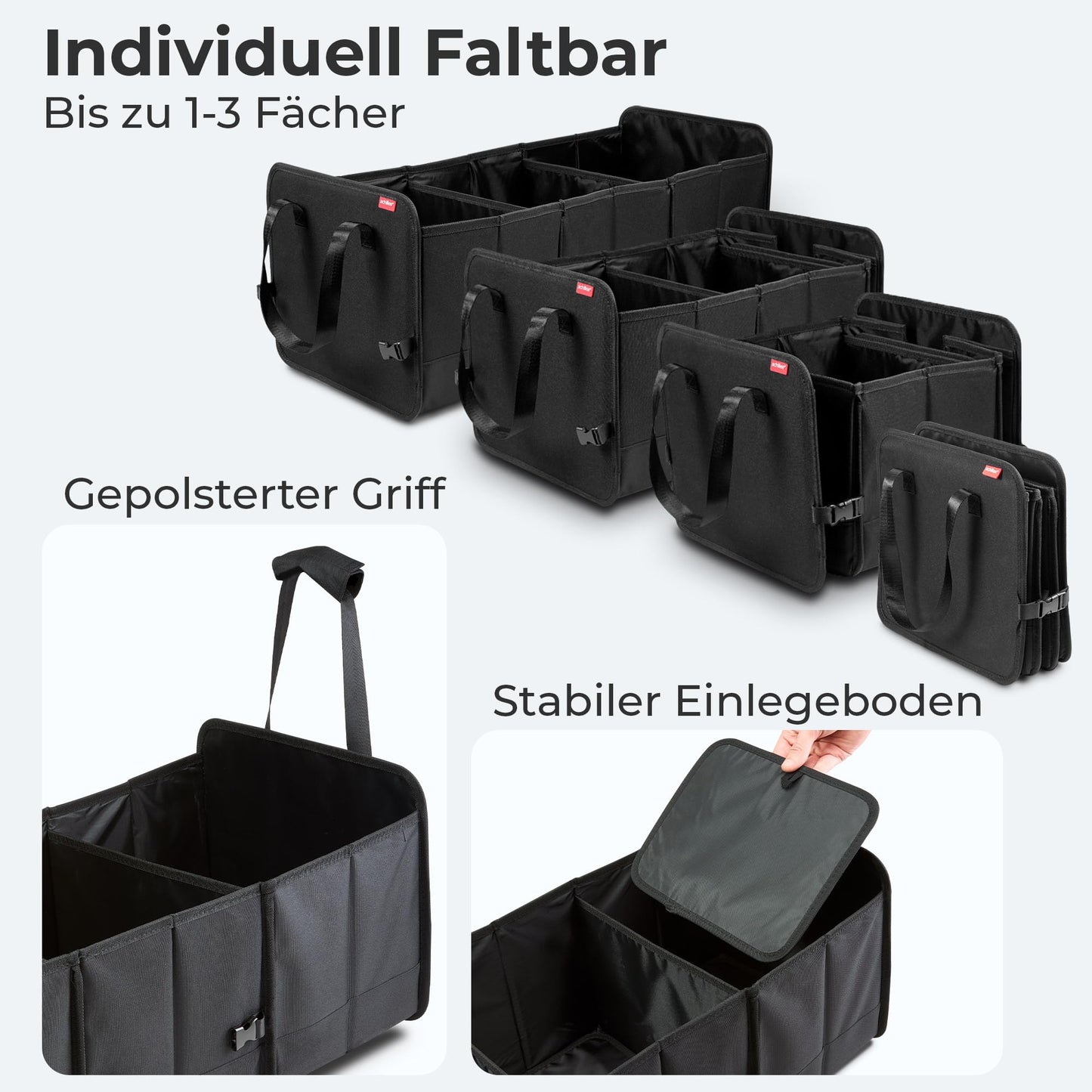 Achilles foldable car trunk box, car organizer, size-adjustable trunk bag, foldable basket, car bag, size-adjustable trunk organizer, velcro attachment on the bottom, 72 x 33 x 30 cm.