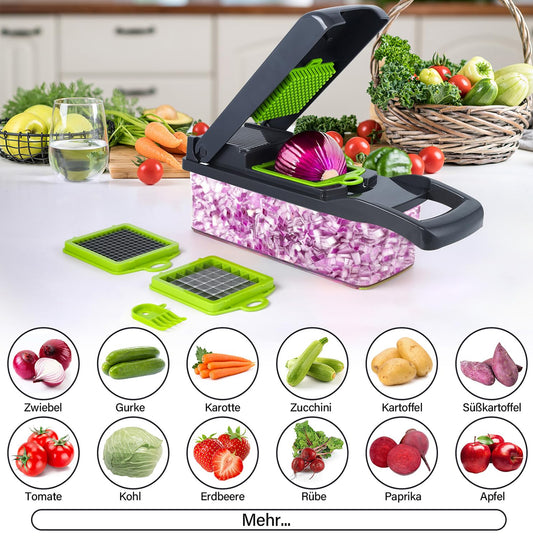 16 In 1 Vegetable Chopper, Mandoline Slicer, Vegetable Cutter, with 7 Interchangeable Blades, Dicer for Slicing Fruits, Vegetables, Carrots, Potatoes.