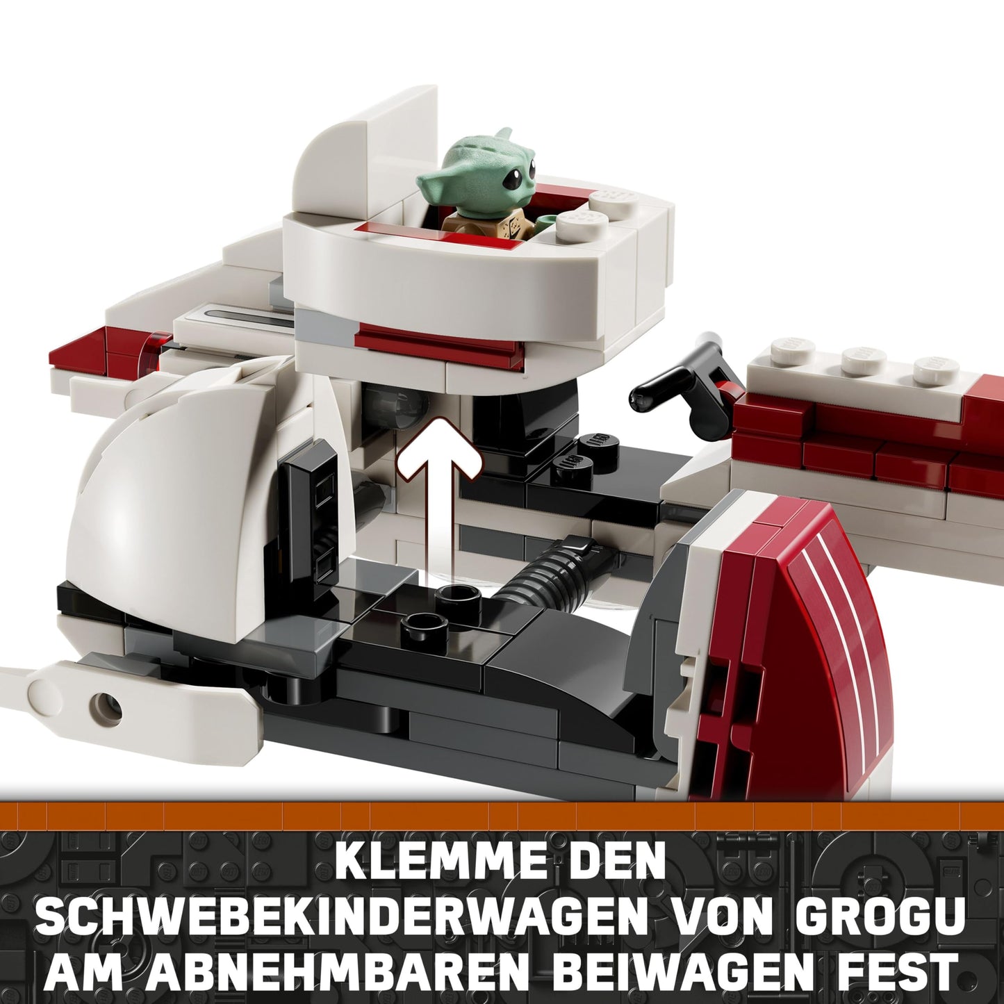 LEGO Star Wars Escape with the BARC Speeder, The Mandalorian Set, toy bike with sidecar, includes characters Kelleran Beq and Grogu, gift for boys and girls aged 8 and up 75378