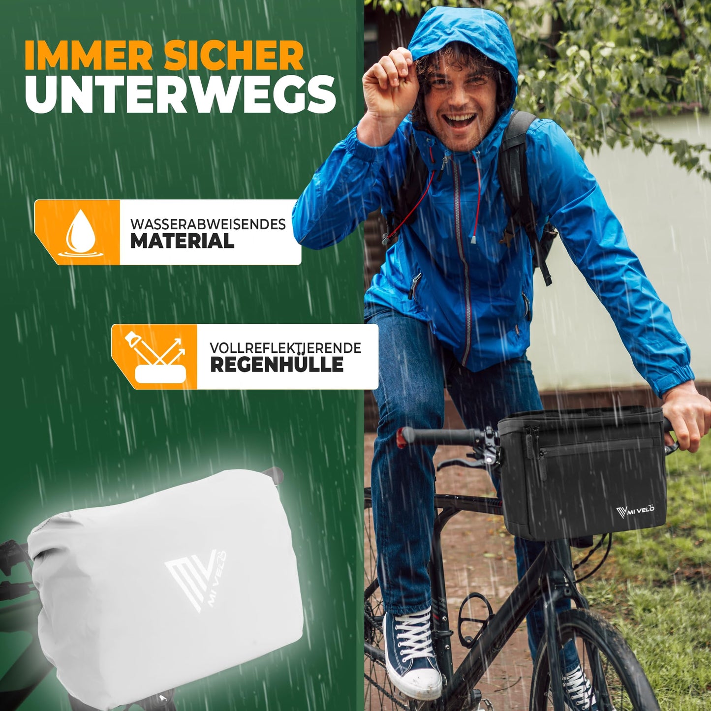 MIVELO Handlebar Bag for KLICKfix - incl. adapter - Handlebar Bike Bag - water-repellent & spacious - Handlebar Bag - Handlebar Bag - E-Bike suitable - with phone pocket