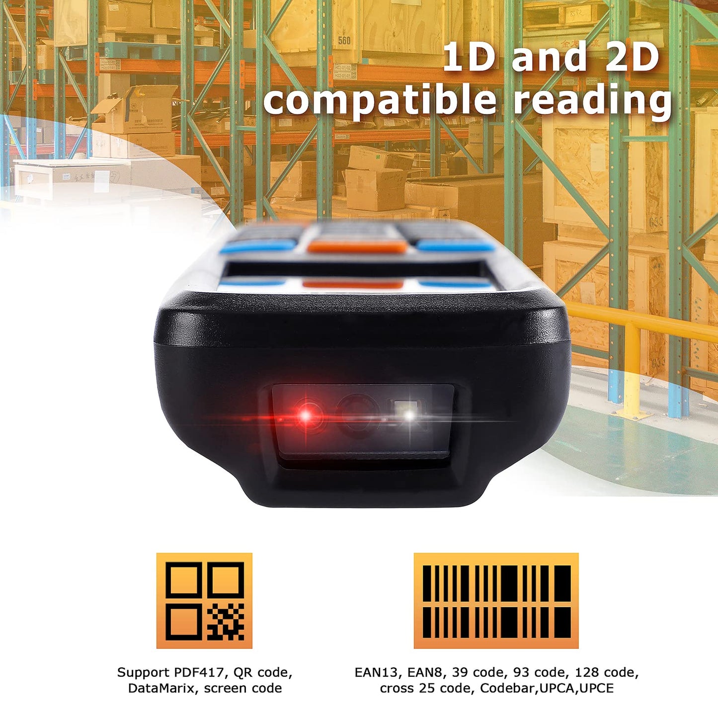 JRHC 2D Inventory Barcode Scanner and Collector with 2.4GHz Wireless USB Receiver. Multifunctional 2.8 Inch LCD Screen Barcode Reader with Long Transmission Range.