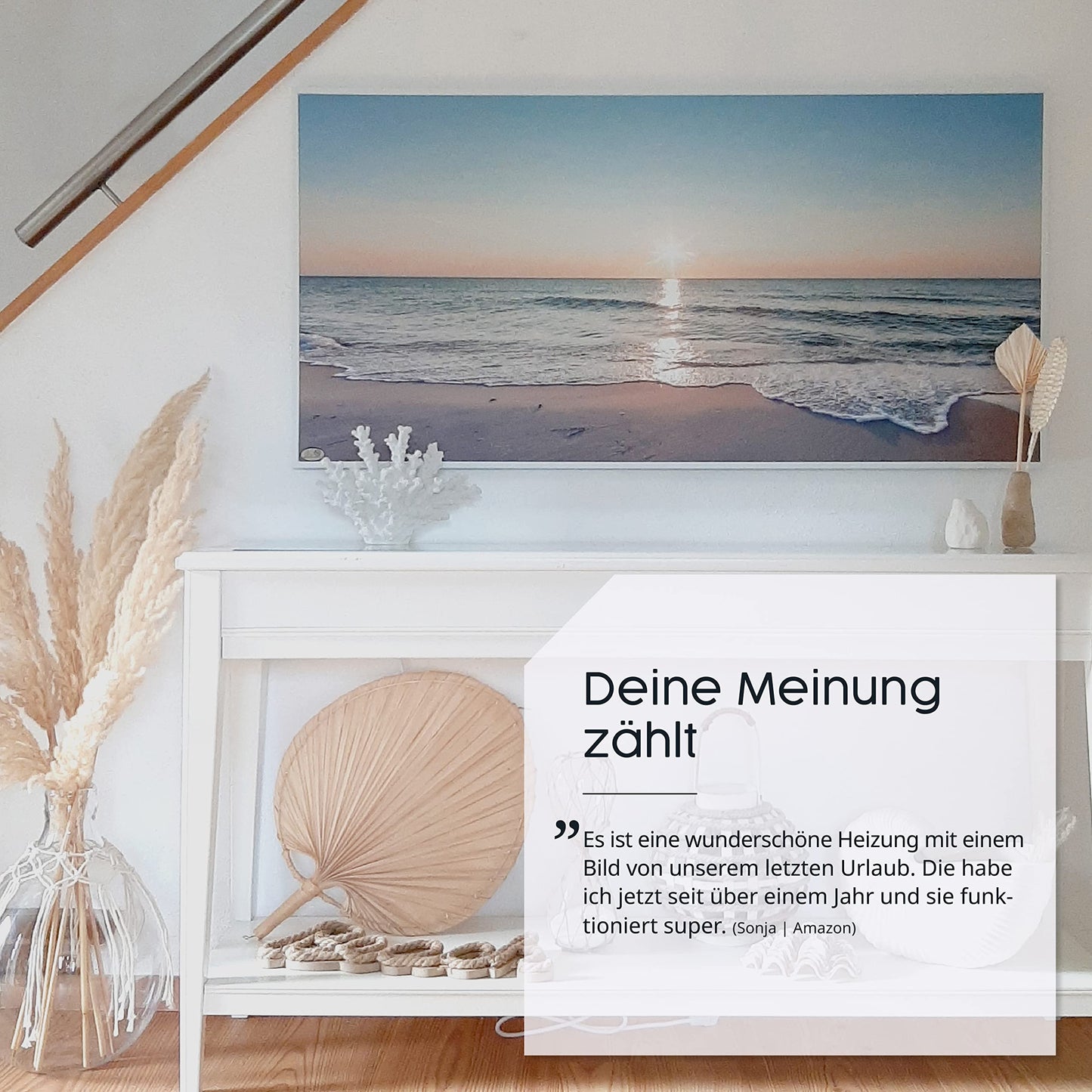 Infrared heater with picture - image motif - TÜV SÜD - 600 watts picture heater - White frame (03. Bridge side)