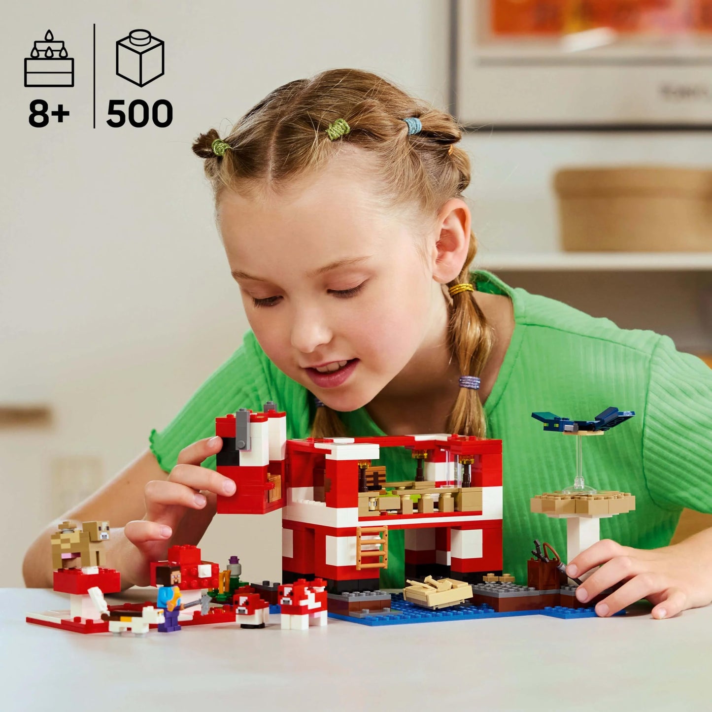 LEGO Minecraft The Mushroom Cow House - Gaming toy with Steve figure, Mobs, a crafting table and a farm - Interactive playset - Gaming gift for girls and boys aged 8 and up 21270