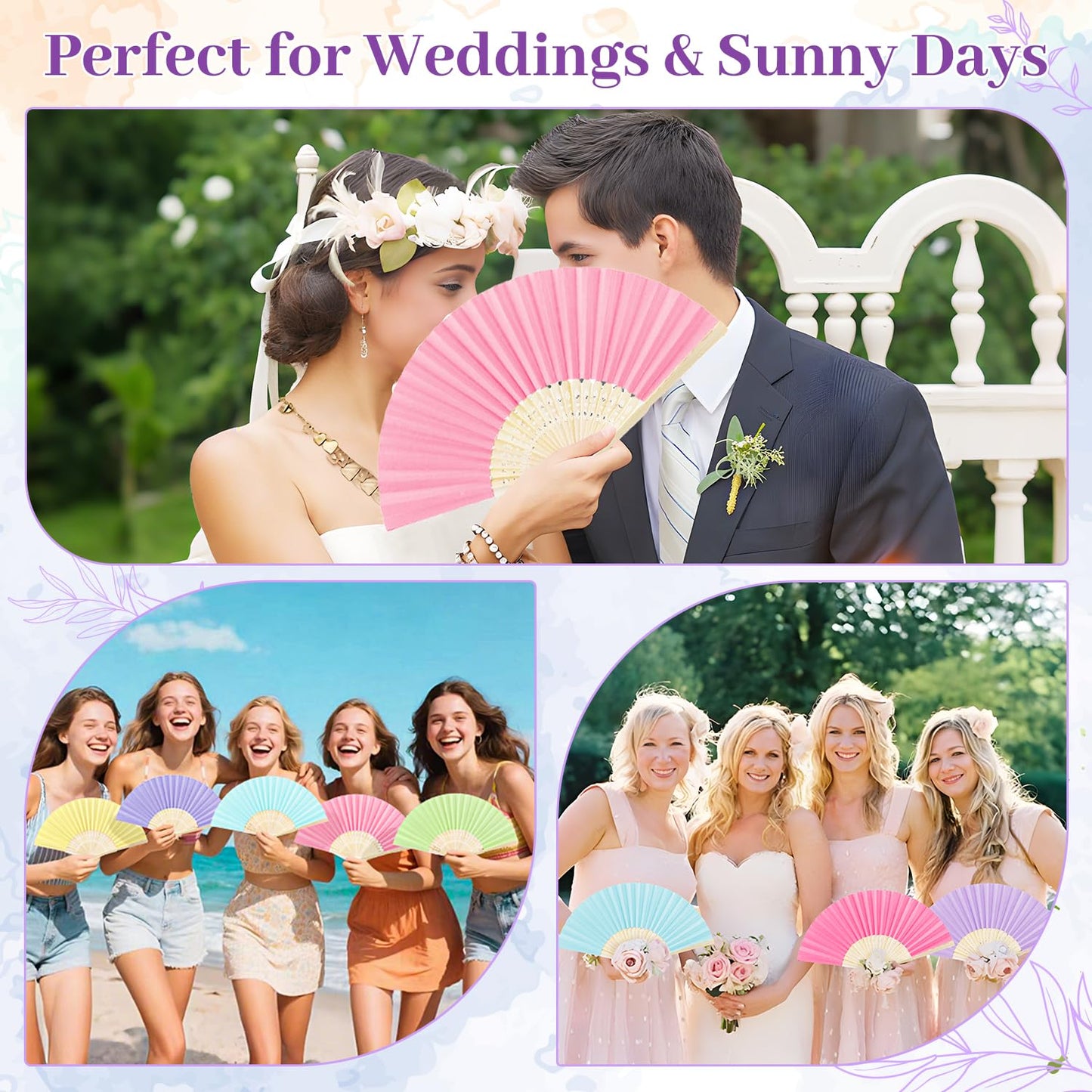 iZoeL 12 PCS Hand Fans Colorful Fans Wedding Macaron Paper Fans Wedding Fans Pocket Fans Foldable Fans Colorful Hand Fans Wedding Party Favor with Pouch (Macaron)