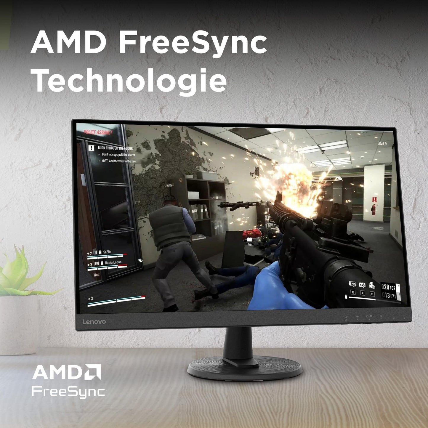Lenovo D27-45 Monitor | 27" Full HD Monitor | 1920x1080 | 75Hz | 250 nits | 4ms response time | VA panel | HDMI | VGA | AMD Radeon FreeSync | Anti-glare | 4.6kg | black