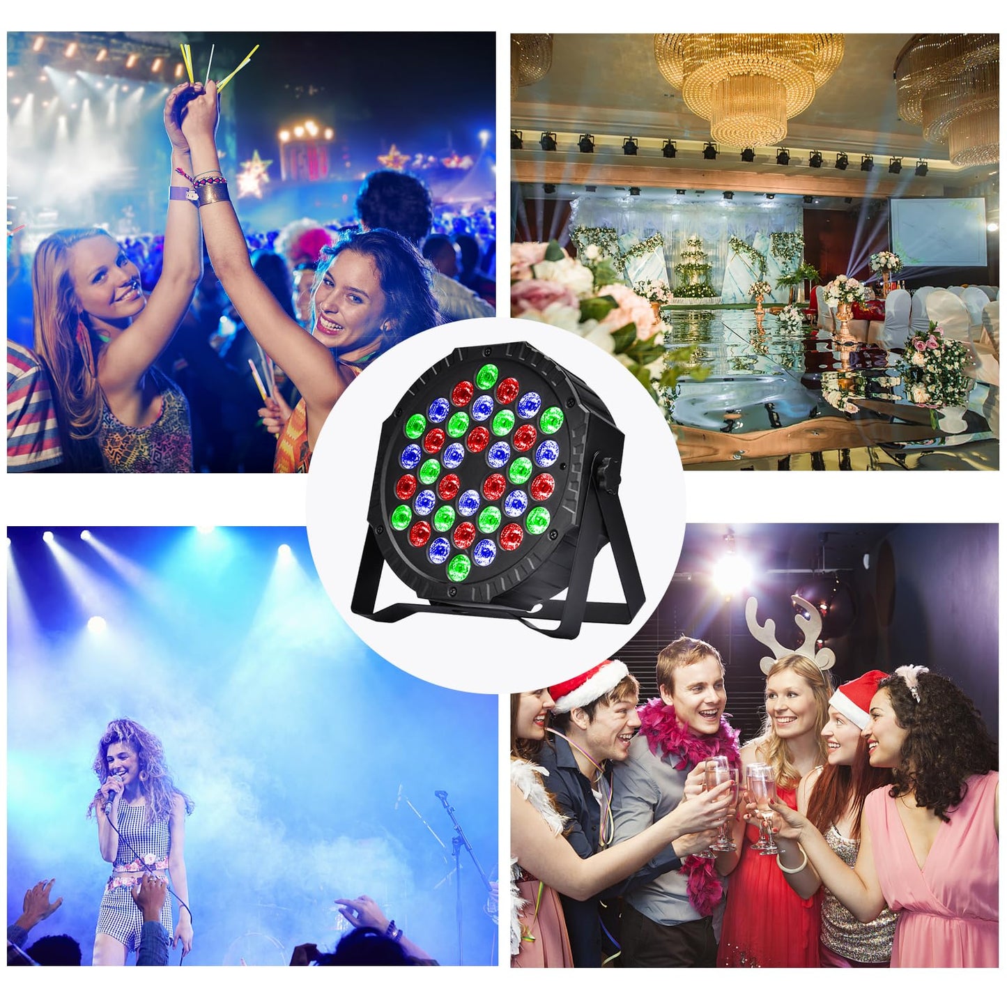 LED Par Spotlight 36 LED Stage Light Disco Light Party Light DJ Light RGB with Remote Control Stage Lighting 7 Lighting Modes for KTV DJ Bar Party Wedding Halloween Christmas