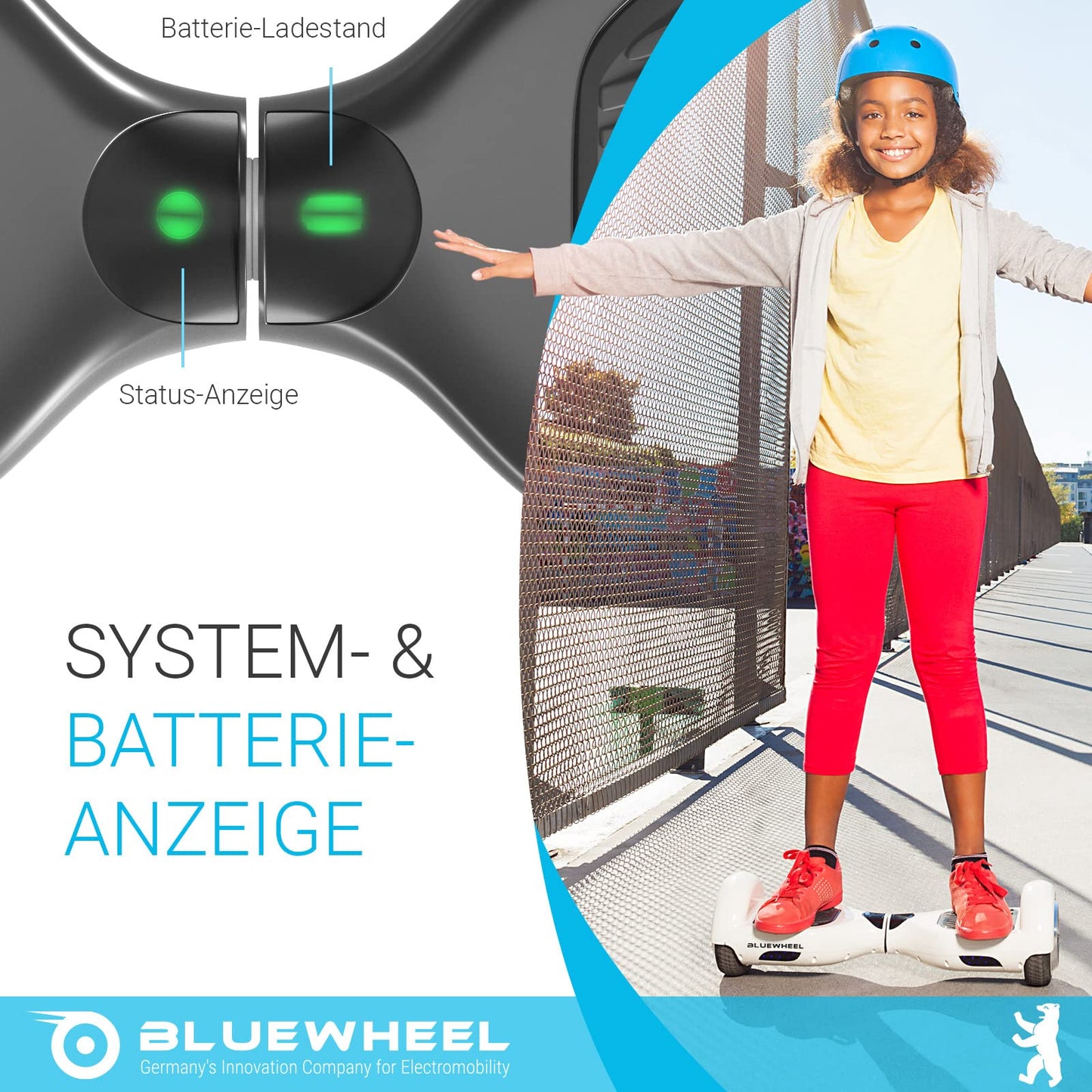 6.5" Premium Hoverboard Bluewheel HX310s - German quality company - Children's safety mode & app - Bluetooth speaker - strong dual motor - LED - Electric skateboard self-balance scooter