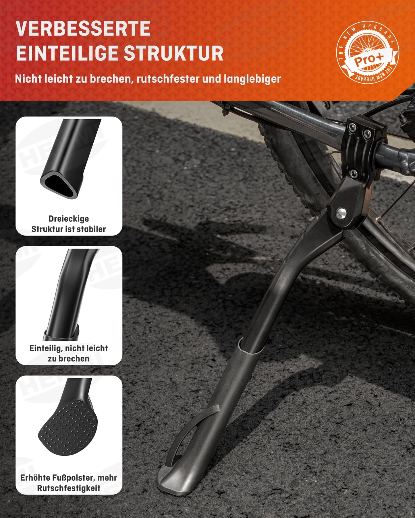 HENMI Bike Stand 24-29 Inch Pro+, Height Adjustable Rear Bike Stand for E-Bike, Mountain Bike, Trekking Bike, City Bike, Road Bike
