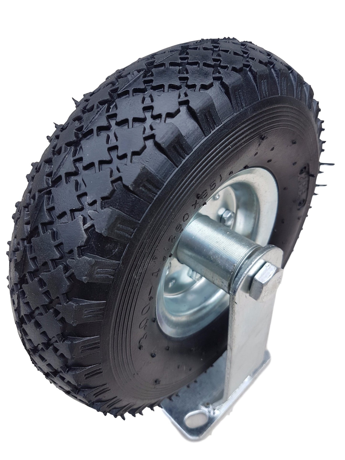 2 x swivel castor + 2 x fixed caster set Ø 260 x 85 mm | 3.00-4 wheel as a 4-part set | pneumatic wheel on silver steel rim | handcart & transport cart kit