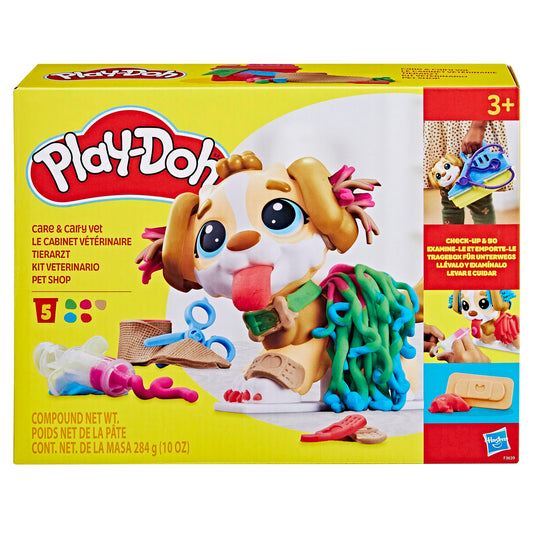 Play-Doh Veterinarian Playset with toy dog, carry case, and many accessories, 10 tools and 5X modeling compound in colorful shades, creative fun for kids ages 2 and up.