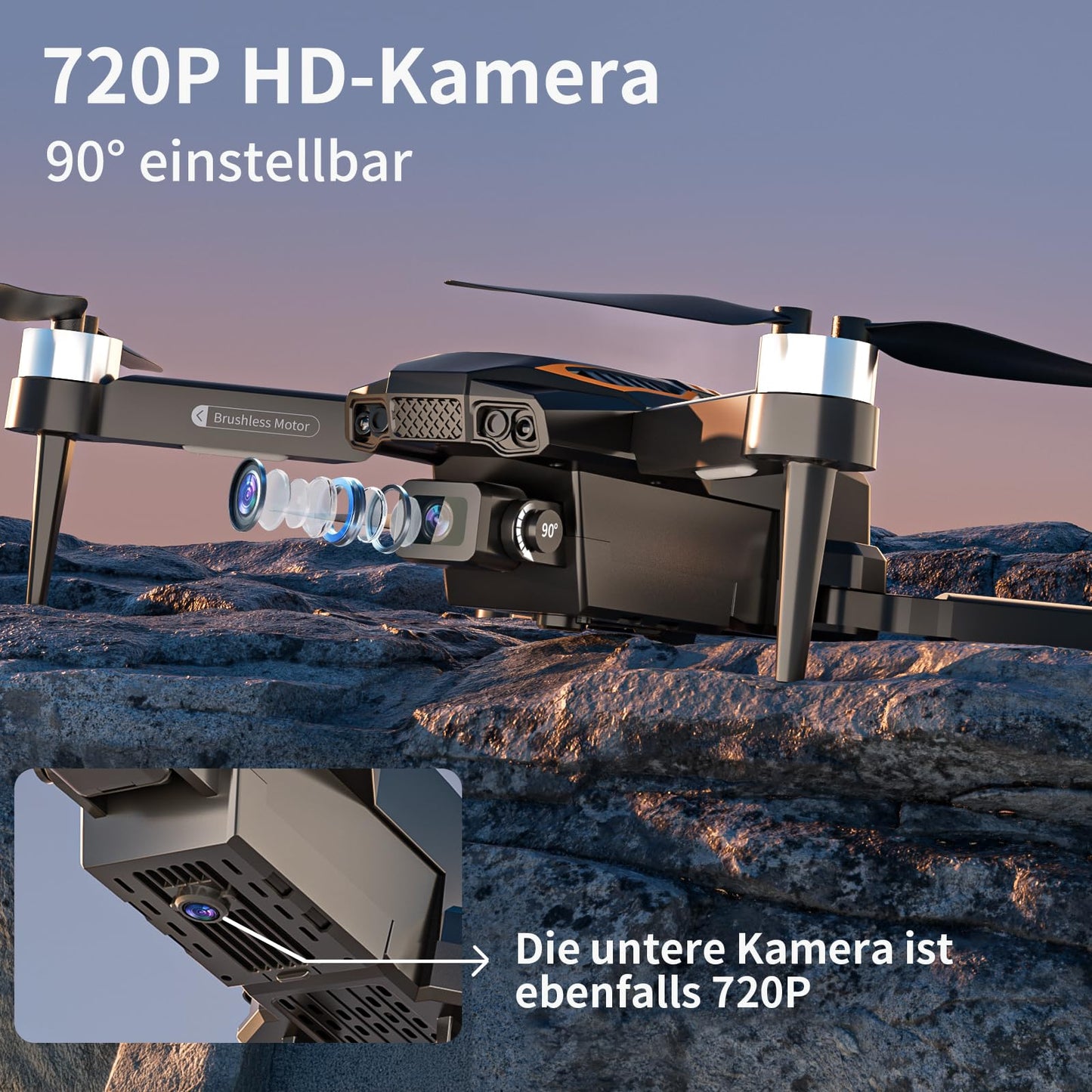 F198 Drone with HD Camera, Mini Drone with Dual Camera, Gesture/VR Control, 3D Flips, 3 Speeds, 20 Min Flight Time, Brushless Motor, Auto-Hover, One-Key Start for Adults/Beginners.