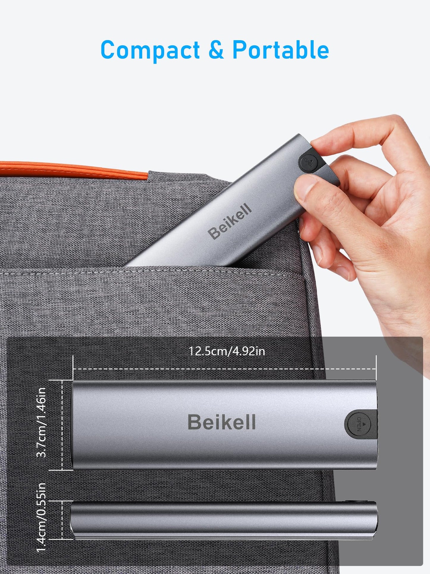 Beikell NVMe M.2 USB 3.2 SSD enclosure with heatsink 10 Gbps for PCIe M-Key/M+B Key/NVMe Express in 2230/2242/2260/2280, with Type C and A cables Tool-free.