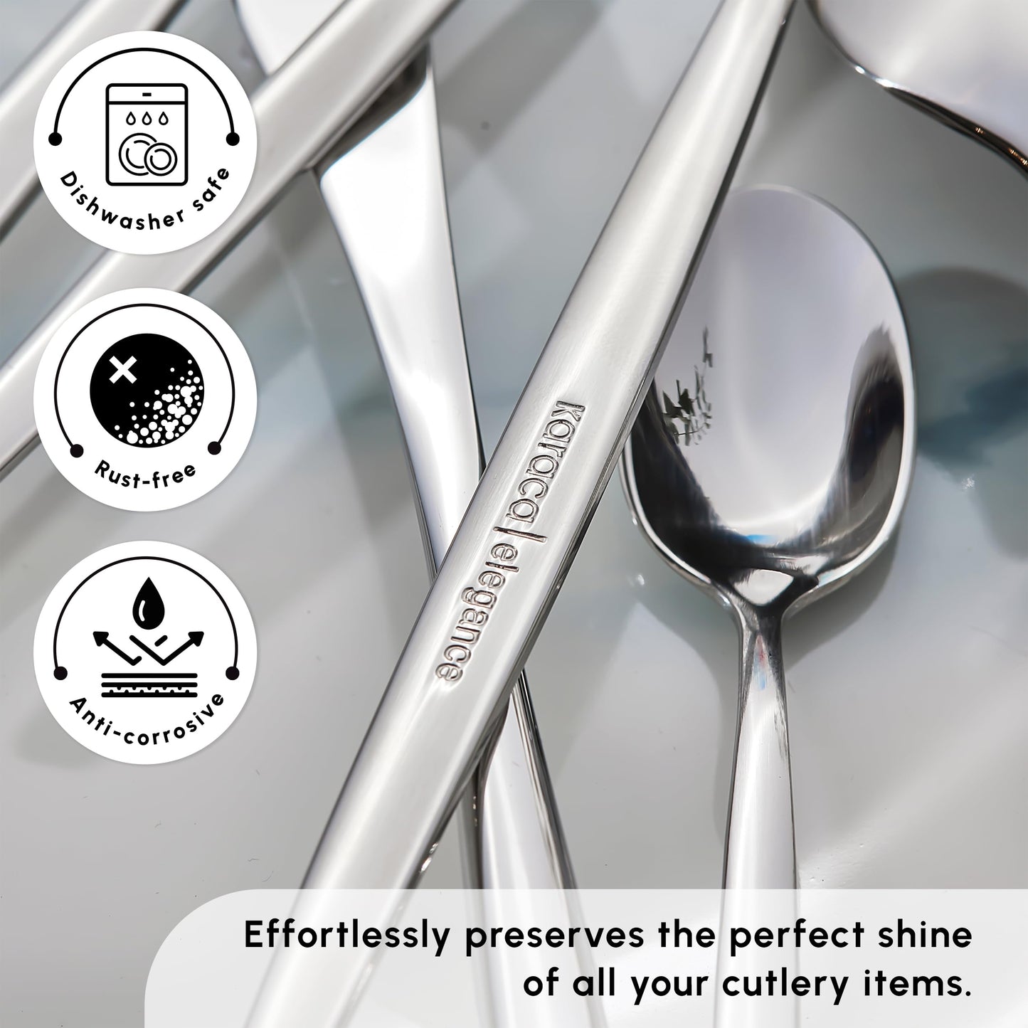 Karaca Lisbon Cutlery Set With Box Set 60 Pieces, For 12 People, 18/10 Stainless Steel Cutlery Set, Dishwasher Safe, Perfect For Daily Use, Premium Quality