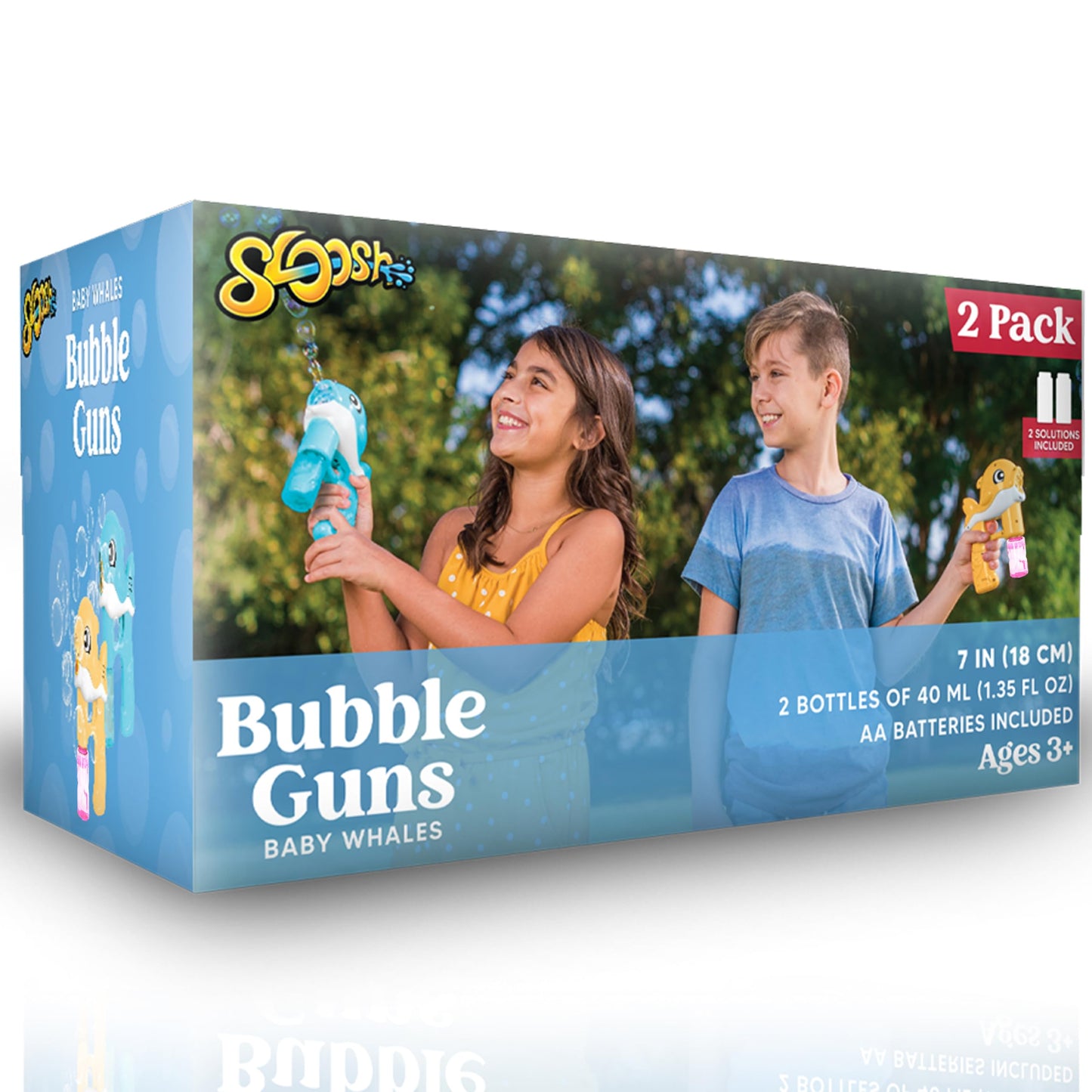 JOYIN 2 Bubble Guns, Whale Bubble Guns for Kids, LED Bubble Gun with 4 Bubble Solution, Bubble Gun with Batteries, Outdoor Toy