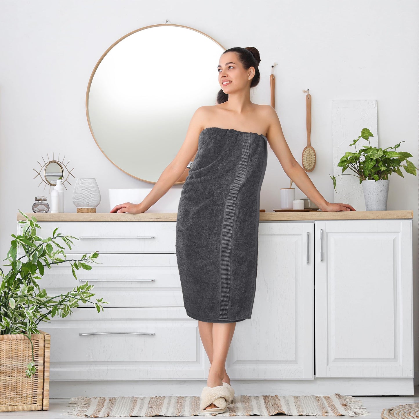 Utopia Towels - 2-Pack Bath Towels Large Cotton with Hook, Sauna Towels, Large Bath Towels, Towels 90 x 180 cm (Gray)