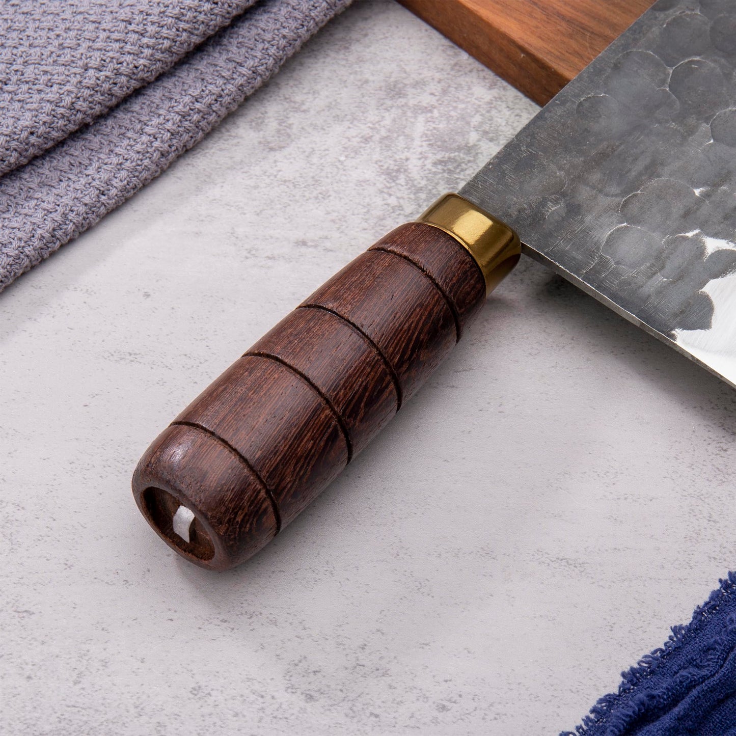 SHANGDAO cleaver, 19 cm high-performance razor-sharp butcher cleaver kitchen knife, cleaver made of carbon steel, forged blade and wooden handle