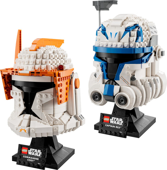 LEGO Star Wars Helmet Bundle: Captain Rex Helmet Set (75349) and Clone Commander Cody Helmet (75350), collector's items for adults, The Clone Wars memorabilia, collector's gift idea for him or her.