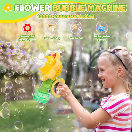 Jovico's bubble machine for kids, Rechargeable dancing sunflower bubble machine, Glowing bubble maker, Baby bubble blower bubble toy for kids.