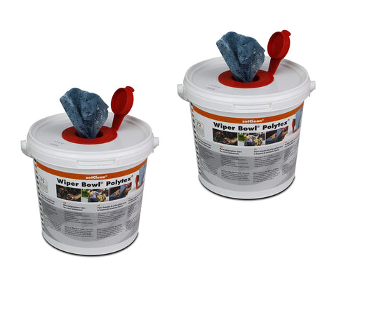 6x ZVG Wiper Bowl Polytext wet cleaning wipes in dispenser bucket - polypropylene washcloths - towels 25 x 25 cm workshop commercial vehicle motorcycle and household, aloe vera