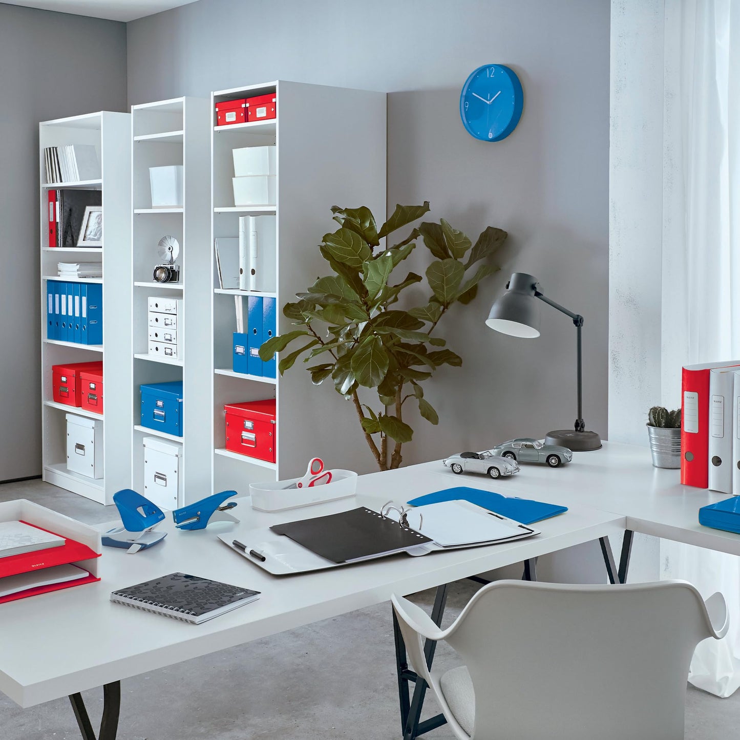 Leitz Quality Folder 180°, 5.8 cm spine width, laminated greyboard, Blue, WOW Series, design may vary, 10054036.