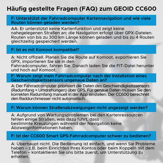 GEOID CC600 GPS bike computer, 2.4-inch color screen, wireless waterproof bike speedometer, route navigation, custom data, multiple languages, WiFi & Bluetooth & ANT+