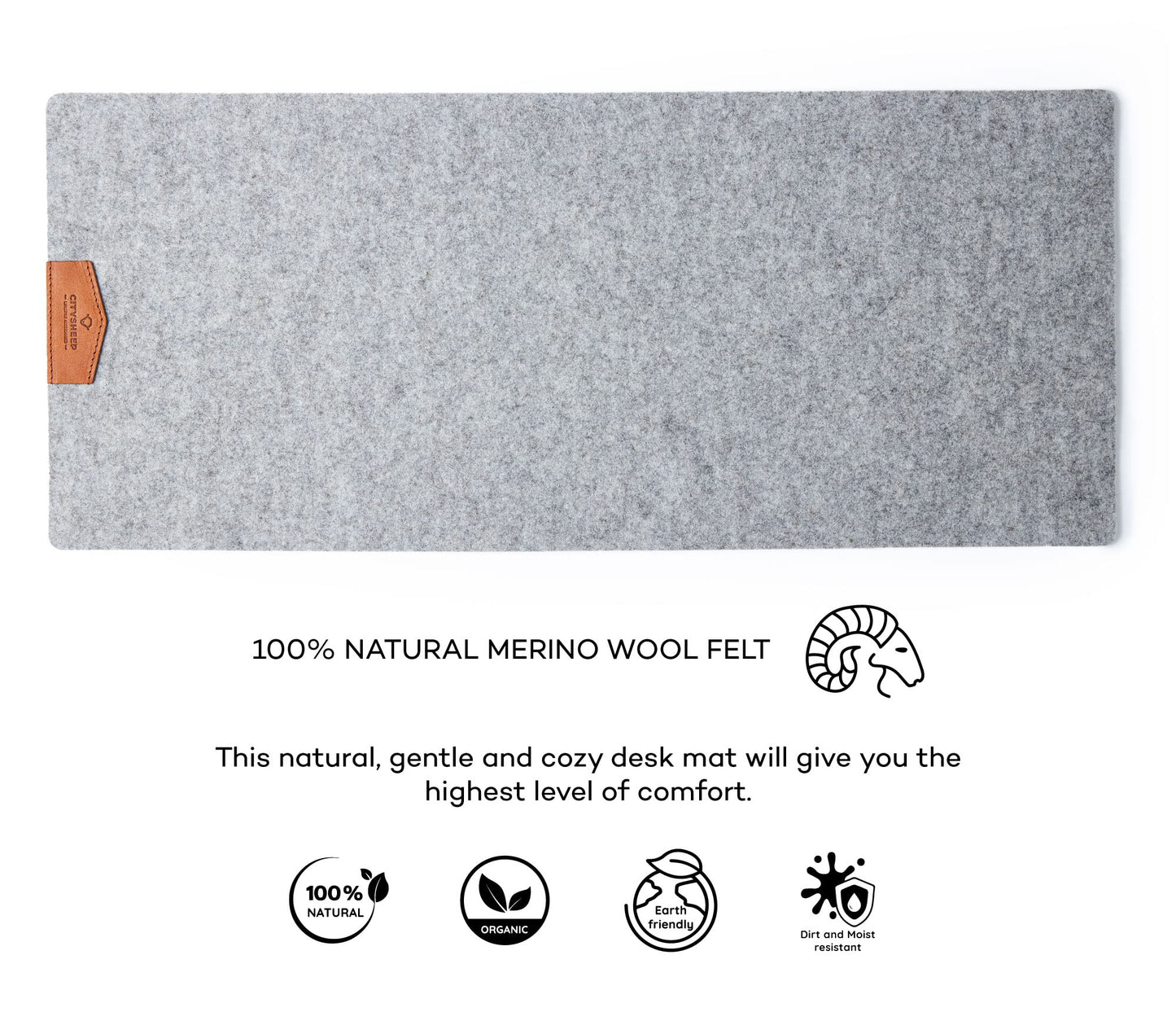 Large desk mat made of Merino felt 70x30 desk pad Grey felt underlay Natural felt Merino wool felt mouse pad Desk protection mat Keyboard mat sound absorbing environmentally friendly