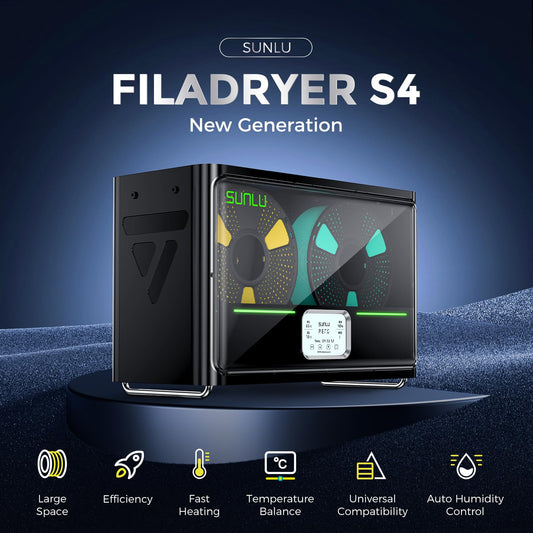 SUNLU Official Filament Dryer Box S4, 2025 Newest 4-Spool 3D Printer Filament Dryer, Upgraded 3 Circulating Fans/Auto Moisture Control/Fast Heating/Temperature Equalization, Black
