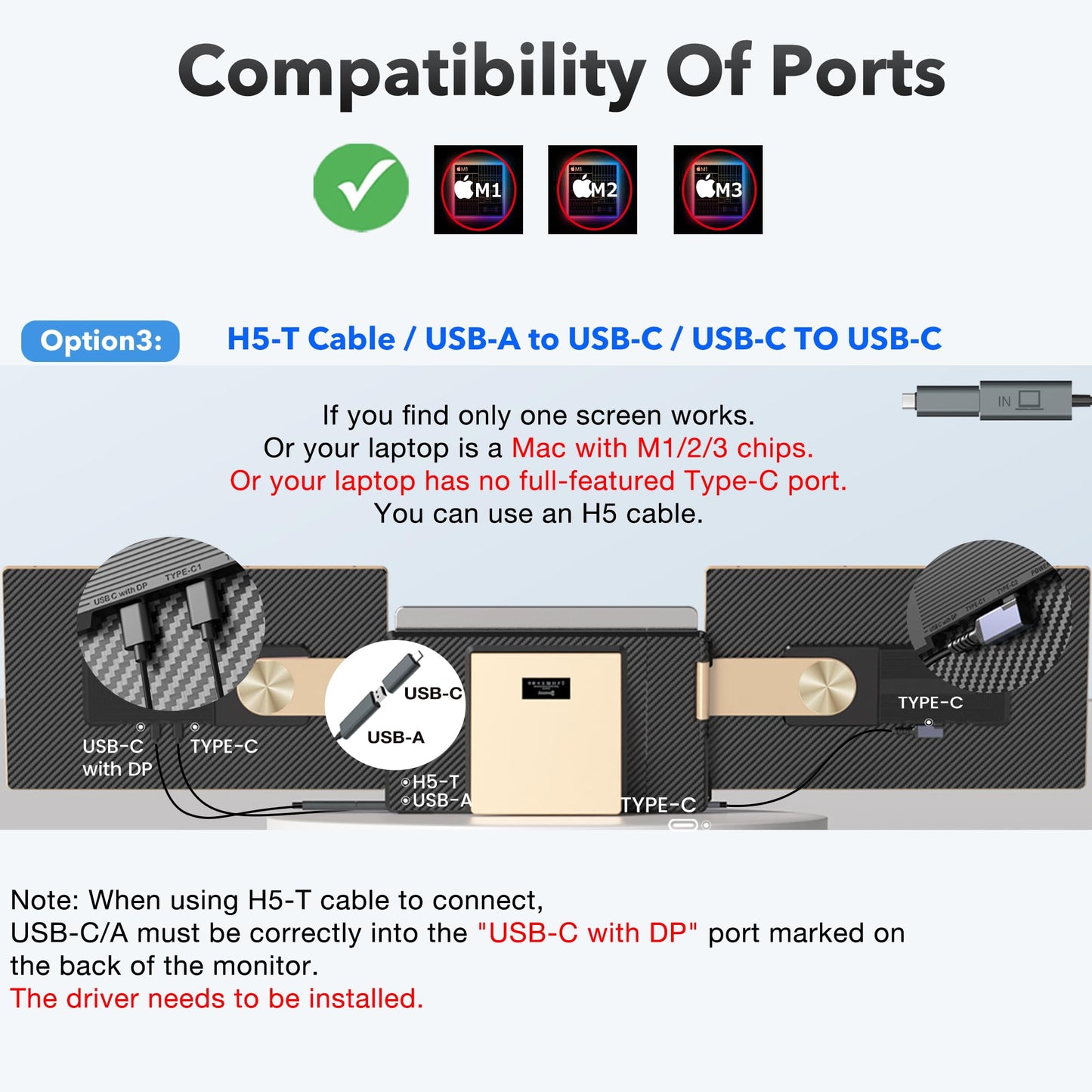 Kwumsy Portable Monitor for Laptop - 15.6 inch FHD 1080P Laptop Screen Extension for all laptops, 90°-235° rotatable/detachable screen, compatible with 13-17.3" laptops (not wider than 16.9")