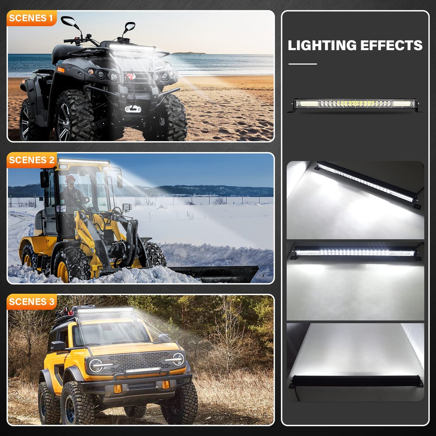 SKYWORLD LED work light bar 61cm 216W spotlight floodlight combo off-road lighting LED auxiliary light for 4x4 SUV ATV UTV car tractor, with 12V wiring harness.