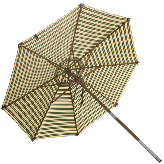 Anndora® sun umbrella wood 3.5 m round garden parasol market umbrella 350 cm - with wind vent - striped green white yellow.