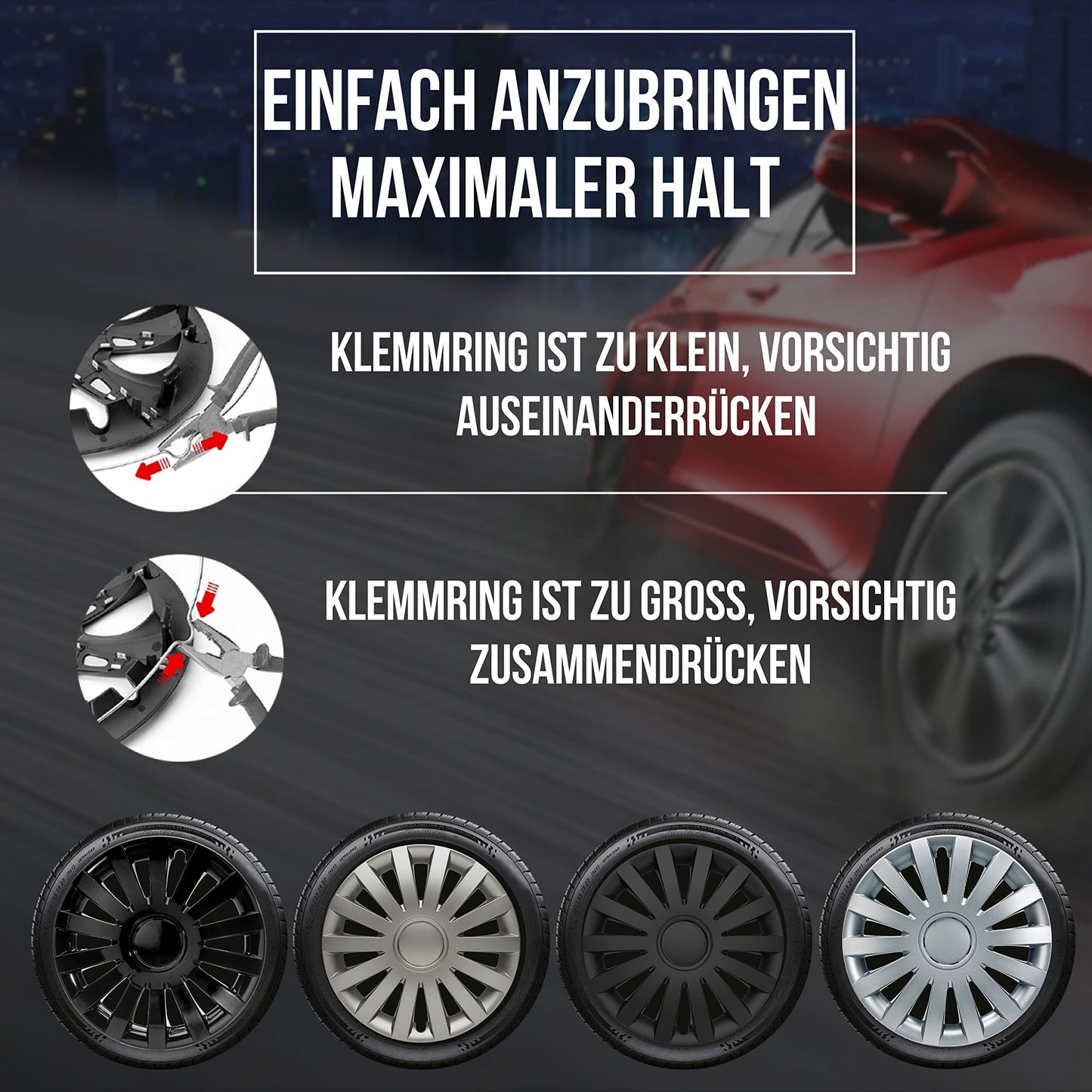 Albrecht 13 inch wheel covers in black for steel rims - Wind hubcaps made of high-quality plastic - Durable wheel covers in original Albrecht packaging - Made in EU