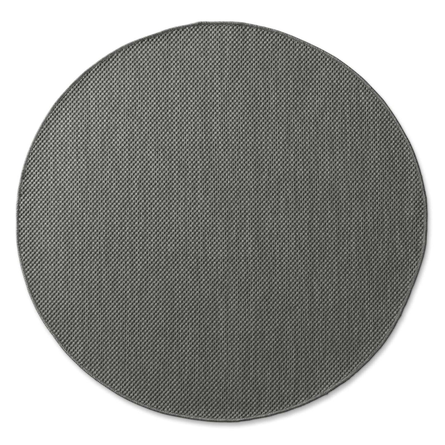 Taracarpet Indoor & Outdoor Rug Weatherproof Living Room Balcony Kitchen Rug Flatweave sisal look mottled Plain Uni anthracite dark gray 120x120 cm round