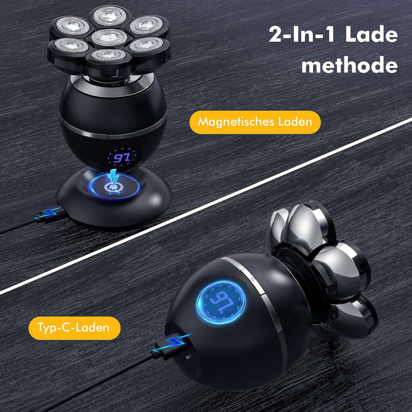 7D Electric Shaver for Men, Bald Head Shaver Electric - 6 in 1 Head Shaver for Men with Bald Head IPX7 Waterproof Beard Nose Hair Trimmer Grooming Kit - Wet & Dry Head Shaver Bald Head.